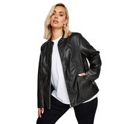 Yours Curve Collarless Faux Leather Jacket - Women's - Plus Size Curve Black