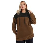 Yours Women's Teddy Fleece Hoodie in Brown | Size: 22/24
