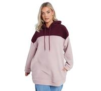 Yours Curve Colour Block Teddy Fleece Hoodie - Women's - Plus Size Curve Pink