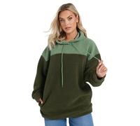 Yours Curve Colourblock Teddy Fleece Hoodie - Women's - Plus Size Curve Green