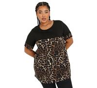 Yours Curve Contrast Leopard Print Top - Women's - Plus Size Curve Black
