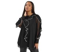 Yours Curve Contrast Ruffle Trim Blouse - Women's - Plus Size Curve Black