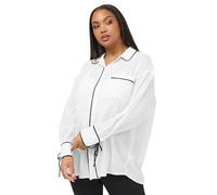 Yours Curve Contrast Seam Long Sleeve Blouse - Women's - Plus Size Curve White