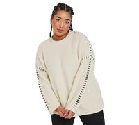 Yours Curve Contrast Stitch Knitted Jumper - Women's - Plus Size Curve Cream