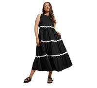 Yours Curve Contrast Swirl Tiered Maxi Dress - Women's - Plus Size Curve Black