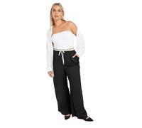 Contrast Waist Wide Leg Trousers Yours Black 22-24