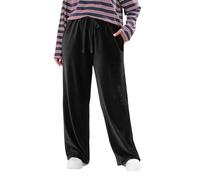 Cord Drawstring Wide Leg Trousers Yours Black 30-32
