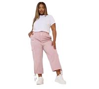 Yours Curve Cotton Cropped Cargo Trousers - Women's - Plus Size Curve Pink