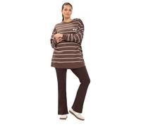 Yours Women's Cotton Flared Trousers in Brown | Size: 20R