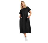 Yours Curve Cotton Frill Sleeve Maxi Dress - Women's - Plus Size Curve Black