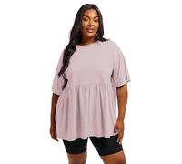 Yours Curve Cotton Peplum Top - Women's - Plus Size Curve Light Pink