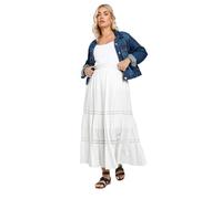Yours Curve Cotton Tiered Maxi Skirt - Women's - Plus Size Curve White