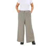 Yours Curve Cream Check Wide Leg Textured Trousers - Women's - Plus Size Curve