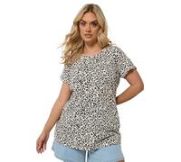 Yours Curve Cream Leopard Print Short Sleeve Top - Women's - Plus Size Curve