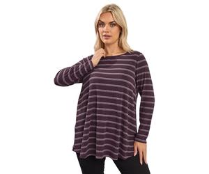 Yours Curve & Cream Striped Swing Top - Women's - Plus Size Curve
