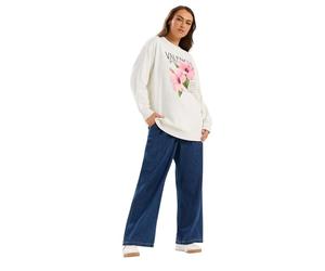 Yours Curve Cream 'Valencia' Floral Sweatshirt - Women's - Plus Size Curve