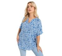 Yours Curve Crinkle Floral Notch Neck Top - Women's - Plus Size Curve