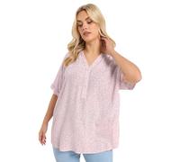 Yours Curve Crinkle Floral Notch Neck Top - Women's - Plus Size Curve Pink