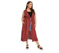 Yours Curve Crinkle Linen Kimono - Women's - Plus Size Curve Orange