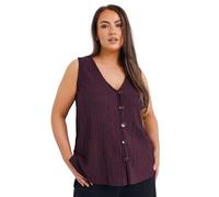Yours Curve Crinkle Plisse Waistcoat - Women's - Plus Size Curve Purple