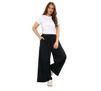 Yours Curve Crinkle Wide Leg Trousers - Women's - Plus Size Curve Black