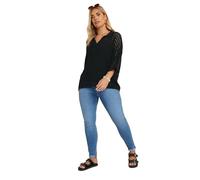 Yours Curve Crochet Collared Knitted Jumper - Women's - Plus Size Curve Black
