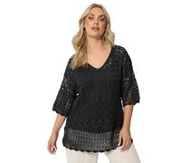 Yours Curve Crochet Crew Neck Top - Women's - Plus Size Curve Black