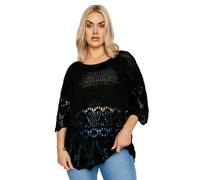 Yours Curve Crochet Detail Jumper - Women's - Plus Size Curve Black