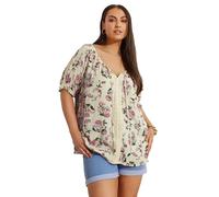 Yours Curve Crochet Detail Tie Front Top - Women's - Plus Size Curve Cream