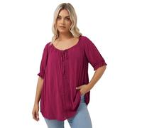 Crochet Detail Tie Front Top Yours Dark Pink 22-24