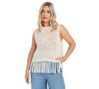 Yours Curve Crochet Fringe Vest Top - Women's - Plus Size Curve White