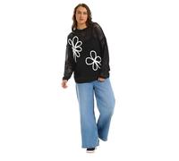 Yours Women's Crochet Knit Floral Knitted Jumper in Black | Size: 22/24
