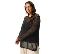 Yours Women's Crochet Long Sleeve Knitted Jumper in Black | Size: 18-20 Yours Black 18-20