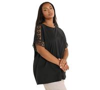 Yours Curve Crochet Sleeve Boxy T-Shirt - Women's - Plus Size Curve Black