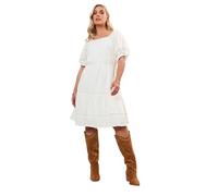 Yours Curve Crochet Trim Mini Smock Dress - Women's - Plus Size Curve Cream