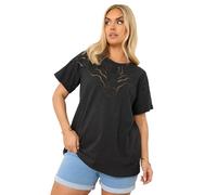 Yours Curve Crochet Trim T-Shirt - Women's - Plus Size Curve Black