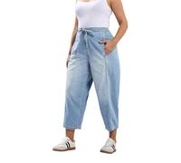 Yours Curve Crop Barrel Jeans - Women's - Plus Size Curve Light Blue