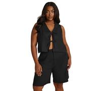 Yours Curve Cropped Bow Tie Front Linen Waistcoat - Women's - Plus Size Curve