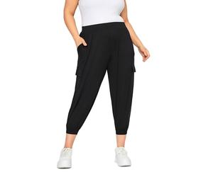 Yours Curve Cropped Cargo Harem Trousers - Women's - Plus Size Curve Black