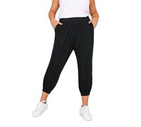 Yours Curve Cropped Jersey Harem Joggers - Women's - Plus Size Curve Black