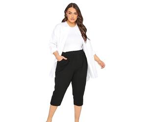 Yours Curve Cropped Stretch Joggers - Women's - Plus Size Curve Black