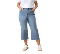 Yours Curve Cropped Wide Leg Jeans - Women's - Plus Size Curve Mid Blue