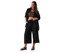 Yours Curve Cropped Wide Leg Linen Trousers - Women's - Plus Size Curve