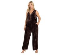Yours Women's Crushed Velour Trousers in Chocolate | Size: 22/24