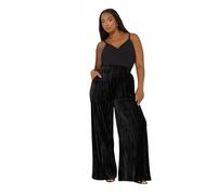 Yours Curve Crushed Velour Wide Leg Trousers - Women's - Plus Size Curve Black