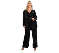 Yours Curve Crushed Velvet Blazer - Women's - Plus Size Curve Black