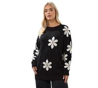 Yours Curve Daisy Knitted Jumper - Women's - Plus Size Curve Black