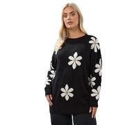 Yours Curve Daisy Knitted Jumper - Women's - Plus Size Curve Black