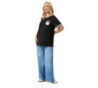 Yours Curve Daisy 'Life is Good' Varsity Trim T-Shirt - Women's - Plus Size Curve Black