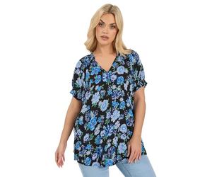 Yours Curve Daisy Notch Neck Blouse - Women's - Plus Size Curve